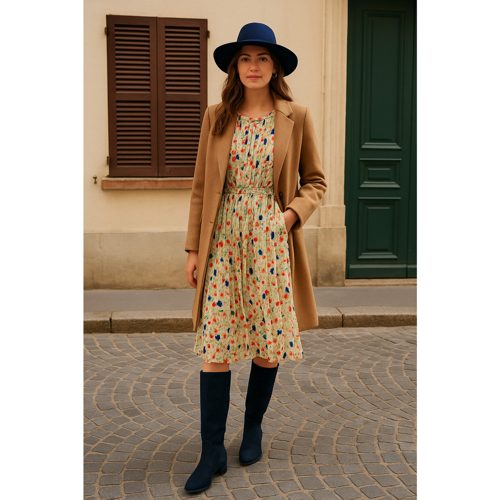 NEW! Anthropologie S Meadowlight $228 Pleated Dress Fit&Flare Elastic Waist - Picture 3 of 15